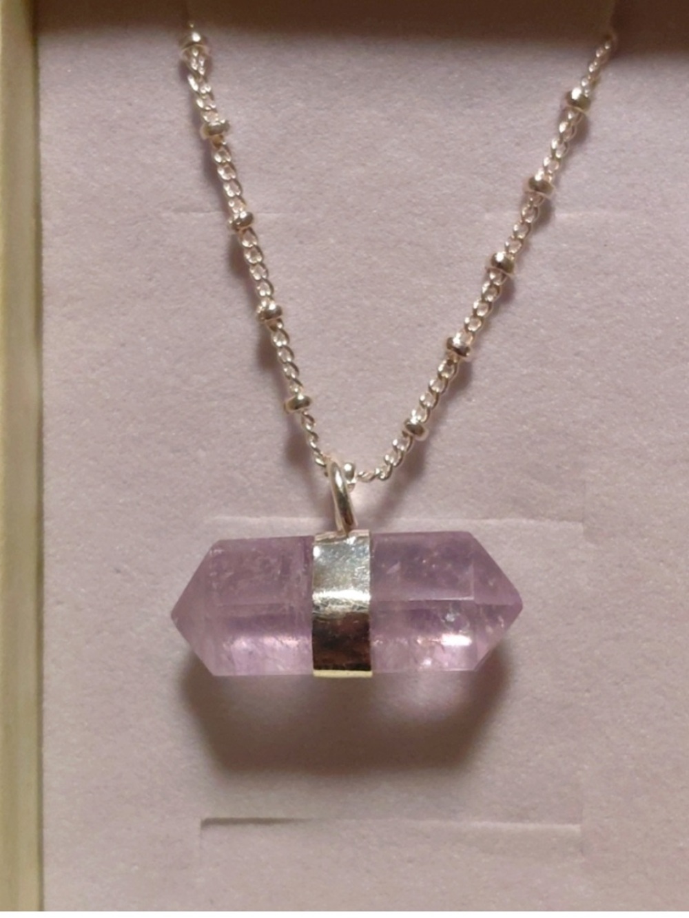 Sterling Silver Amethyst Double-Terminated Pendant Necklace - Purple